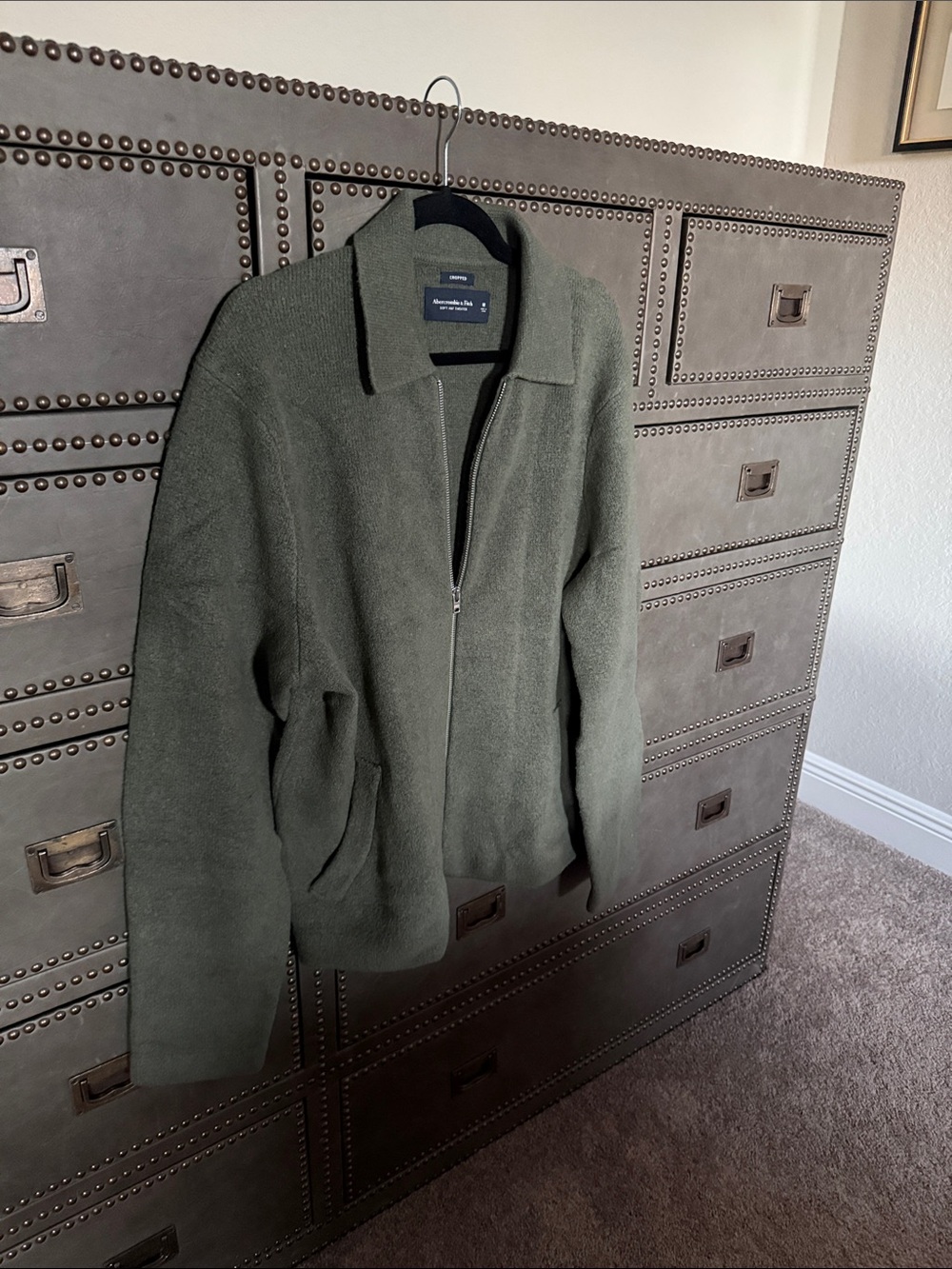 Abercrombie & Fitch Olive Green Zip Sweater Jacket